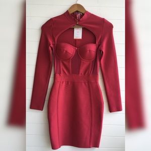Elegant Red Long Sleeve Dress